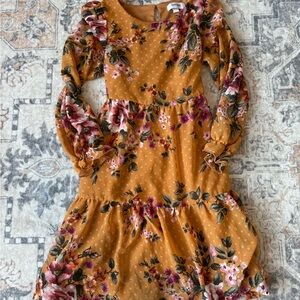Speechless Mustard Floral Kids Dress